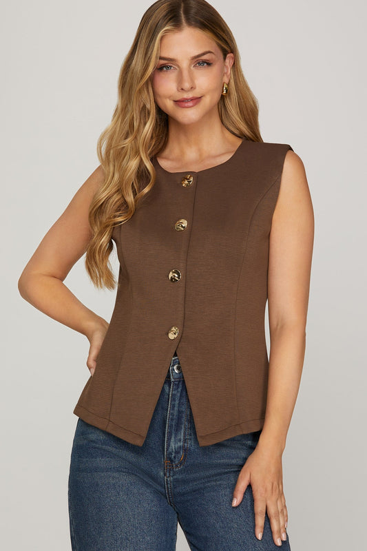  Allyson Vest Top, Brown