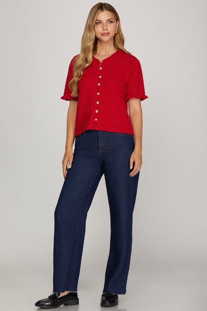  Chandler Sweater Top, Red