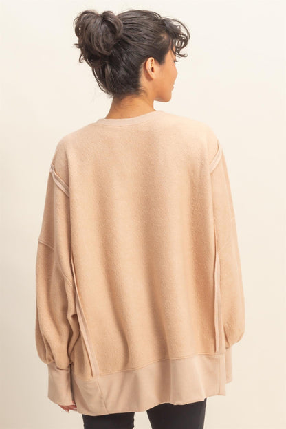 Millie Oversized Crewneck Sweatshirt, Dark Taupe
