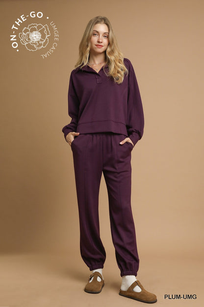  Neo Knit Polo Sweatshirt, Plum