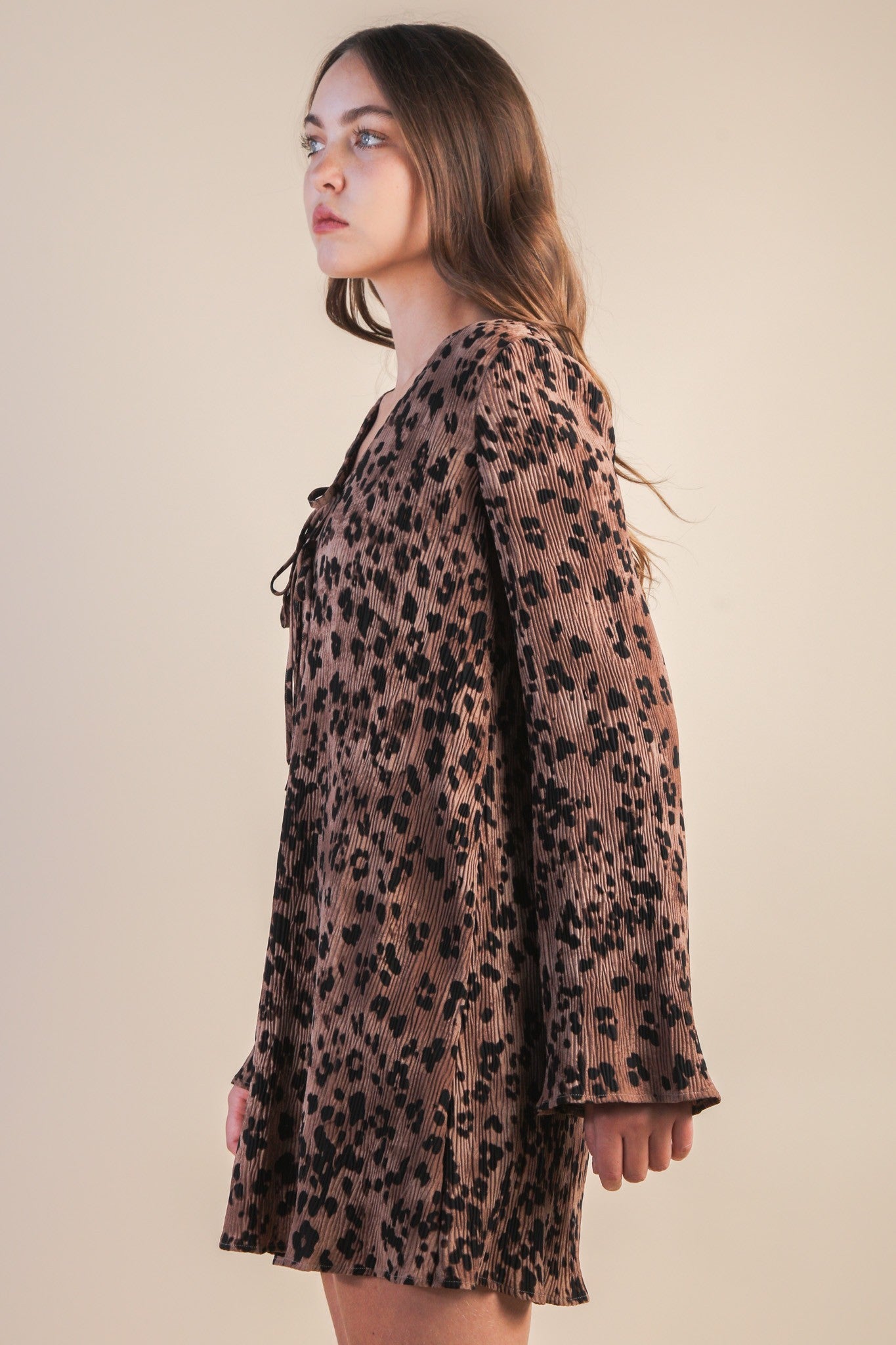  Abbey Mini Dress, Mocha Leopard