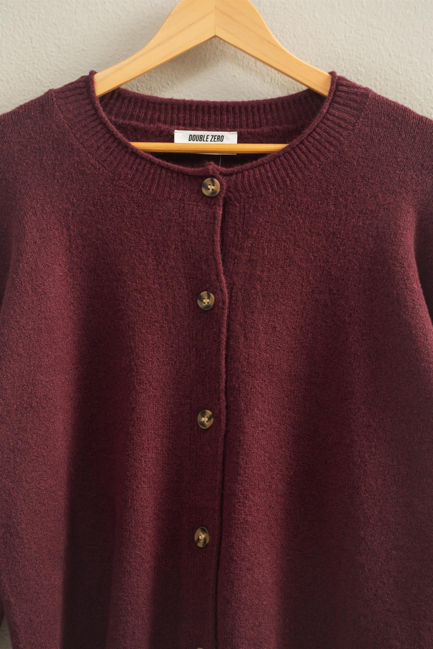  Melina Roll Neck Cardigan, Dark Cherry