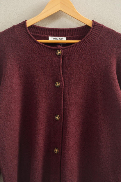  Melina Roll Neck Cardigan, Dark Cherry