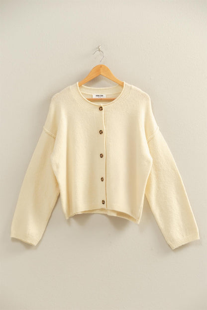  Melina Roll Neck Cardigan, Cream