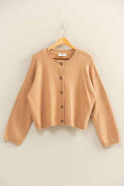  Melina Roll Neck Cardigan, Dark Taupe