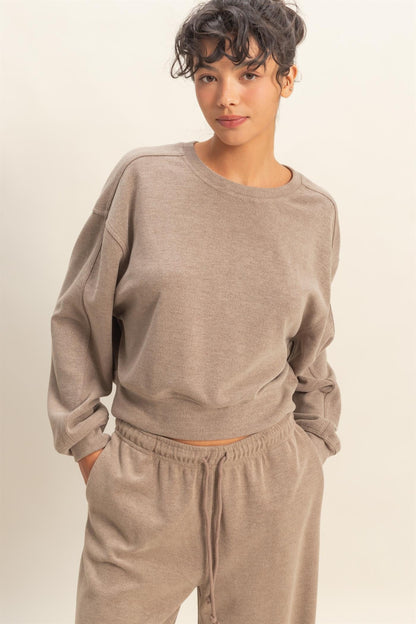  Kinsley Soft Ribbed Sweatshirt, Dusty Mocha