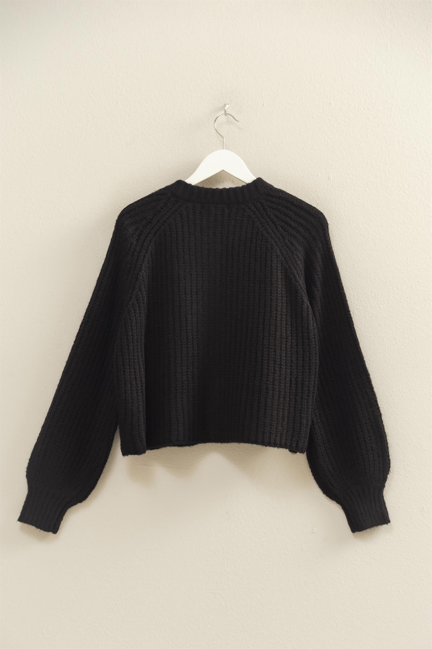  Estelle Chunky Knit Cardigan, Black