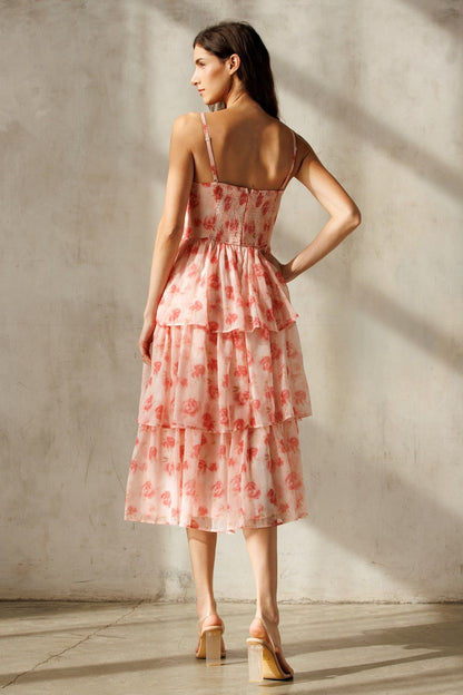  Scottie Tiered Ruffle Dress, Pink Floral