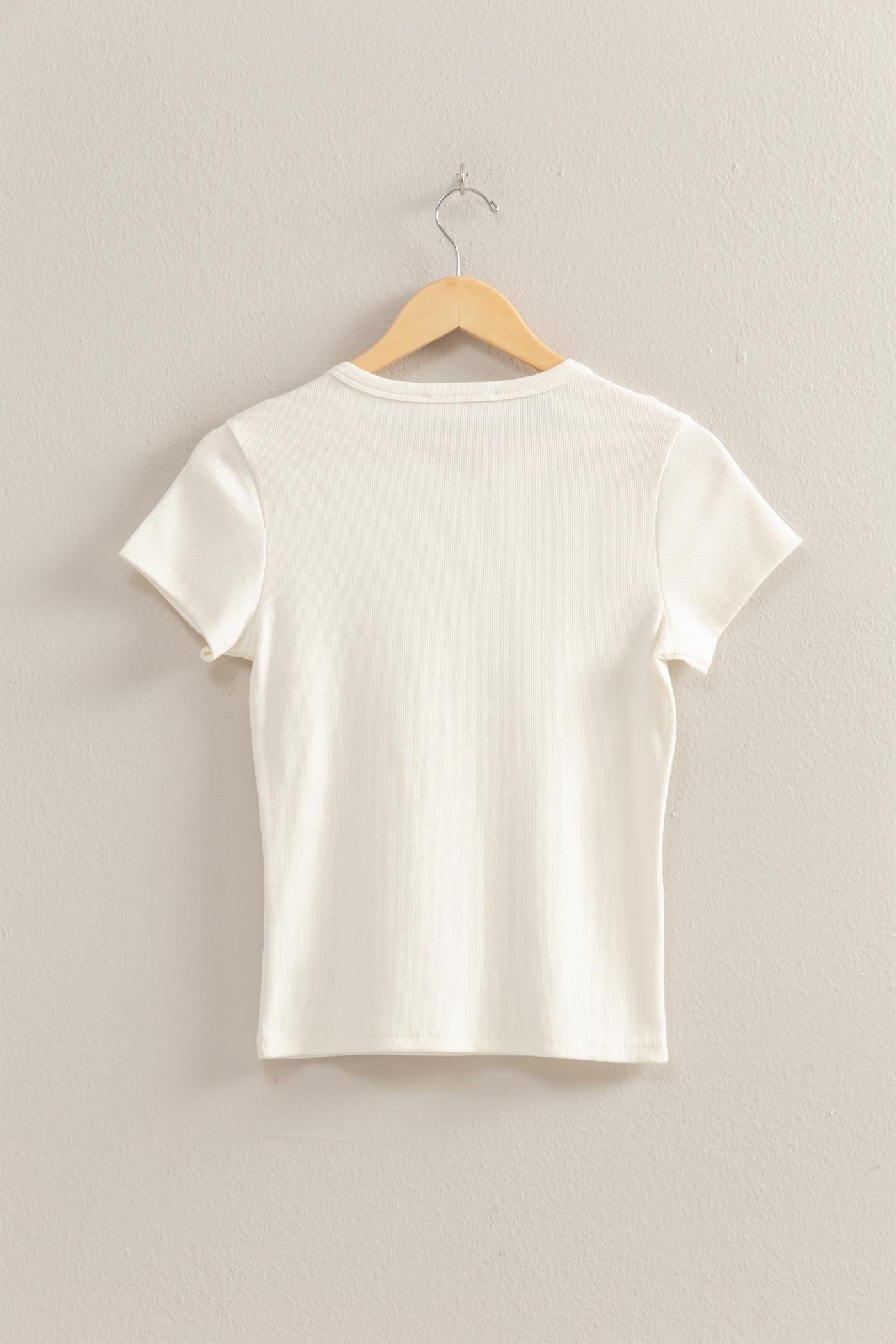  Emerson Rib Knit Tee, Off White