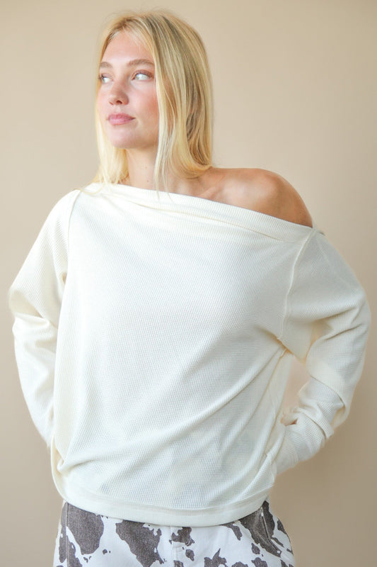  Candace Off The Shoulder Knit Top, Cream