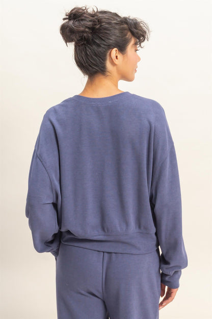  Kinsley Soft Ribbed Sweatshirt, Dusty Indigo