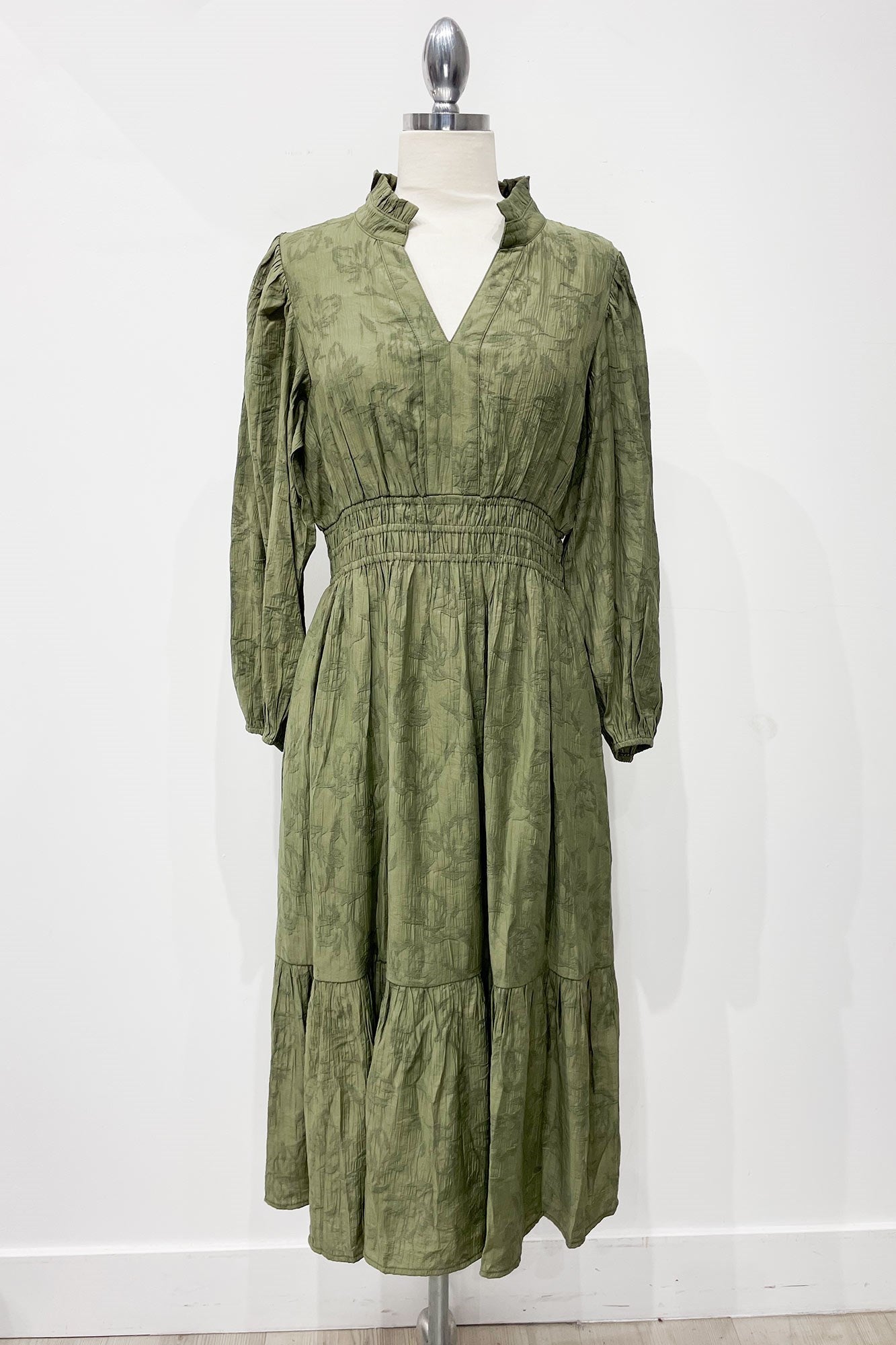  Grace Jacquard Midi Dress, Olive