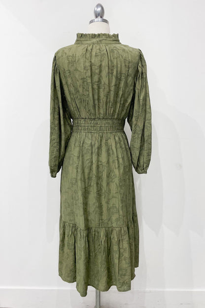  Grace Jacquard Midi Dress, Olive