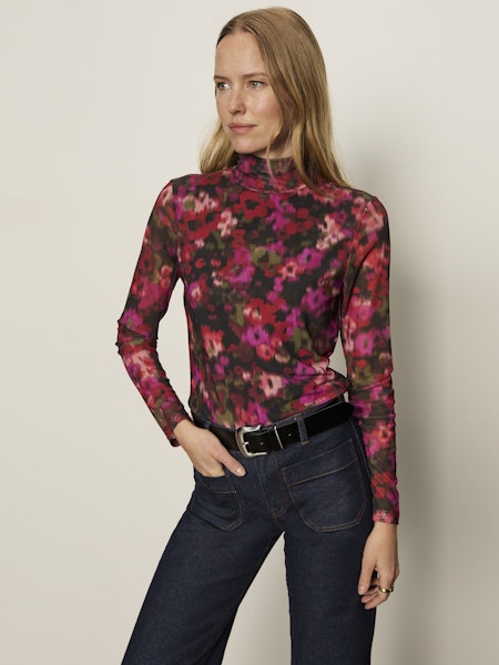  Mesh Mock Neck Top, Berry Glow | Sanctuary