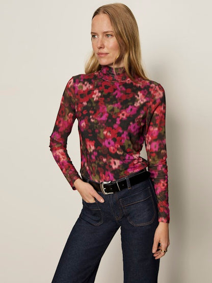  Mesh Mock Neck Top, Berry Glow | Sanctuary