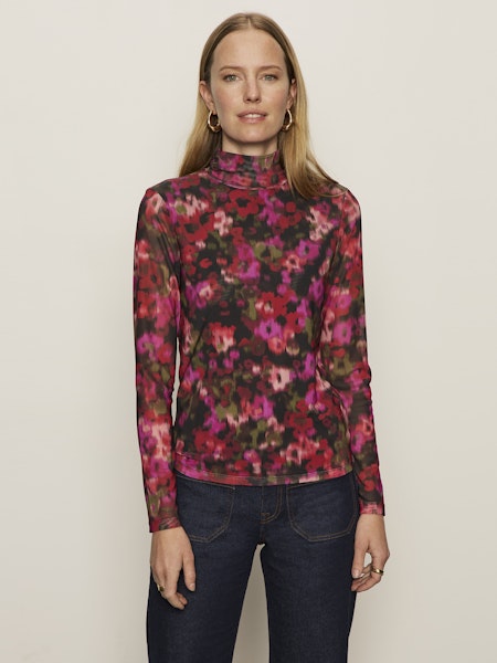  Mesh Mock Neck Top, Berry Glow | Sanctuary