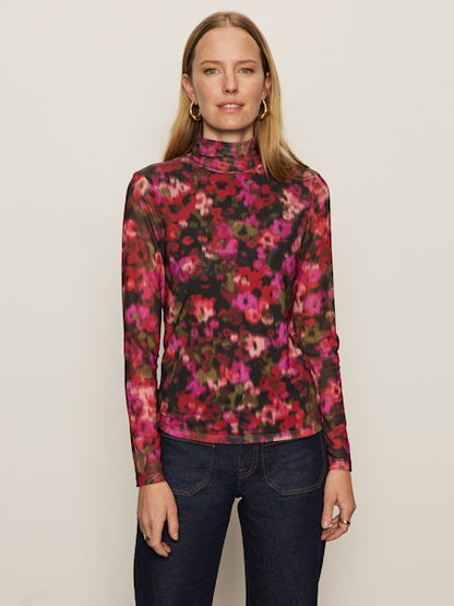  Mesh Mock Neck Top, Berry Glow | Sanctuary