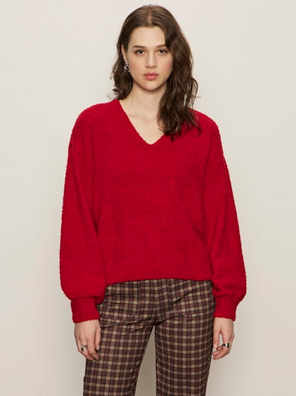  Teddy Vneck Sweater, Cherry Lacquer | Sanctuary