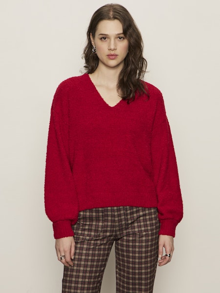  Teddy Vneck Sweater, Cherry Lacquer | Sanctuary