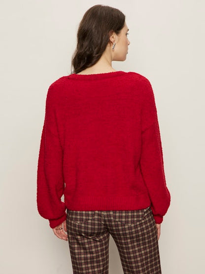  Teddy Vneck Sweater, Cherry Lacquer | Sanctuary