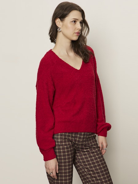  Teddy Vneck Sweater, Cherry Lacquer | Sanctuary
