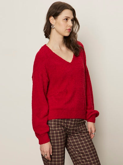  Teddy Vneck Sweater, Cherry Lacquer | Sanctuary