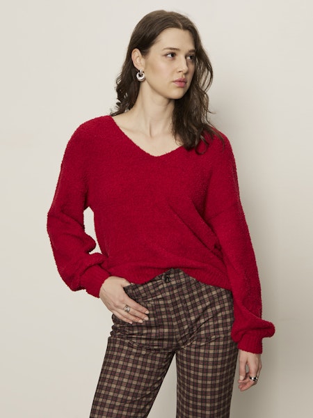  Teddy Vneck Sweater, Cherry Lacquer | Sanctuary