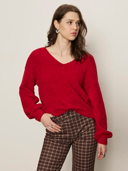  Teddy Vneck Sweater, Cherry Lacquer | Sanctuary
