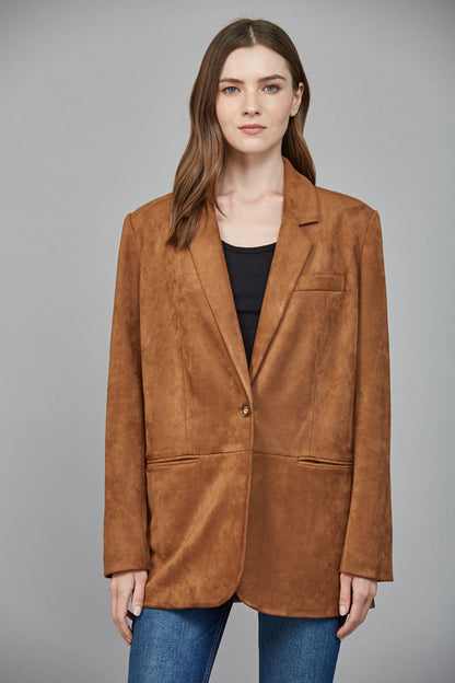  Miranda Faux Suede Blazer, Cognac