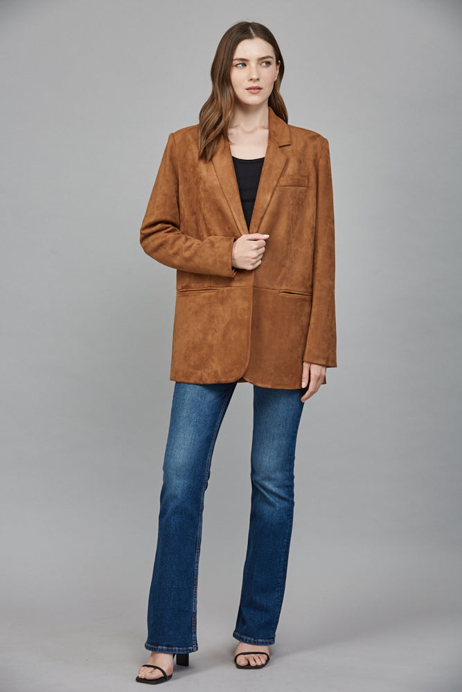  Miranda Faux Suede Blazer, Cognac
