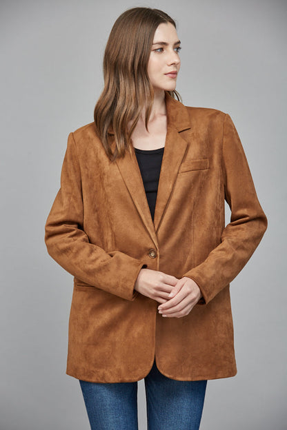  Miranda Faux Suede Blazer, Cognac