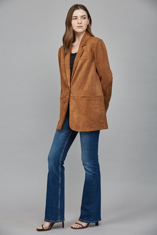  Miranda Faux Suede Blazer, Cognac
