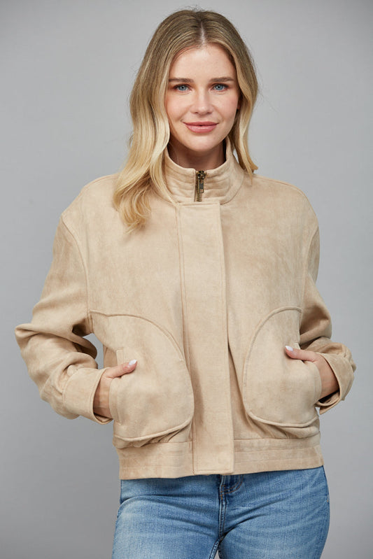 Eloise Faux Suede Jacket, Beige