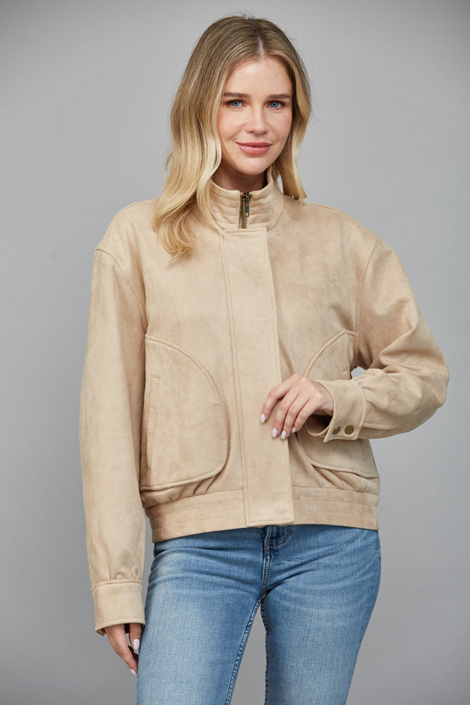  Eloise Faux Suede Jacket, Beige
