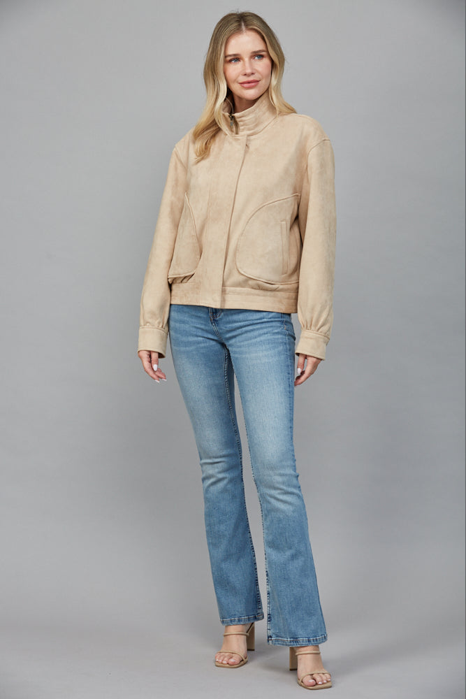  Eloise Faux Suede Jacket, Beige