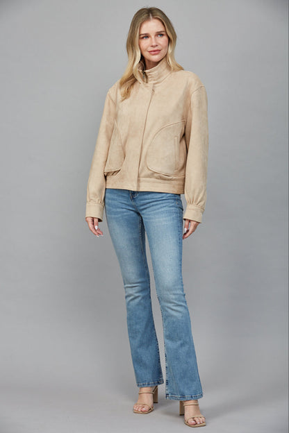  Eloise Faux Suede Jacket, Beige