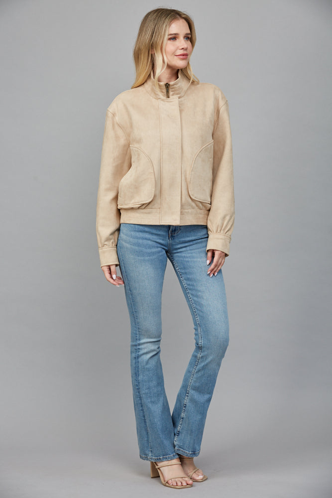  Eloise Faux Suede Jacket, Beige