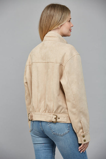  Eloise Faux Suede Jacket, Beige