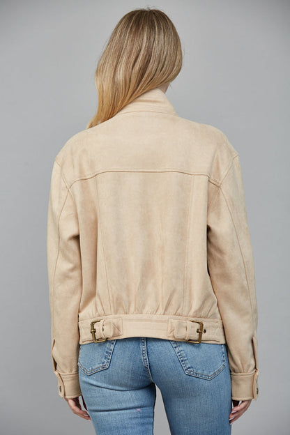  Eloise Faux Suede Jacket, Beige