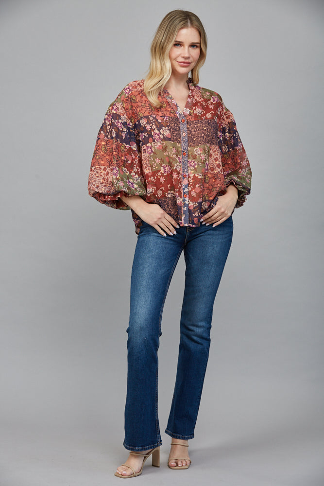  Freya Ruffled Blouse, Multi