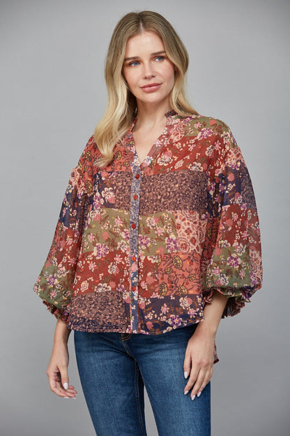  Freya Ruffled Blouse, Multi