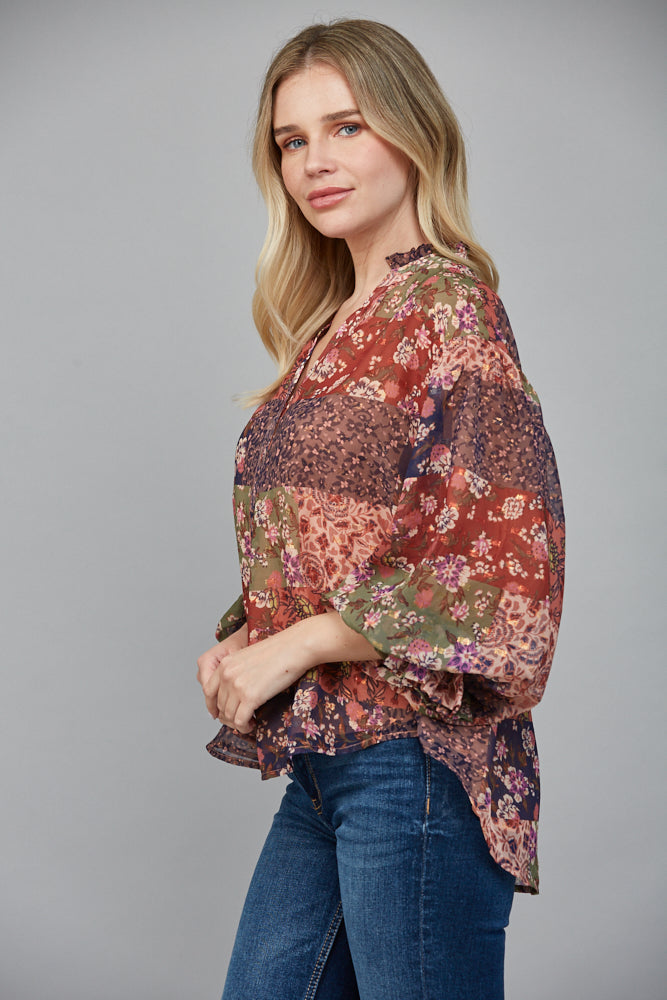  Freya Ruffled Blouse, Multi