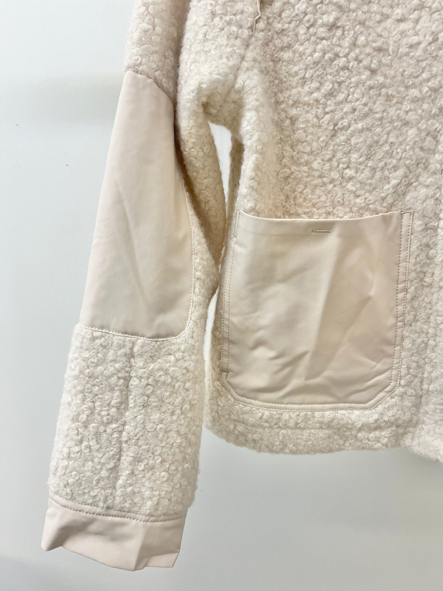  Santana Wide Collar Sherpa Jacket, Blanched Almond | Democracy