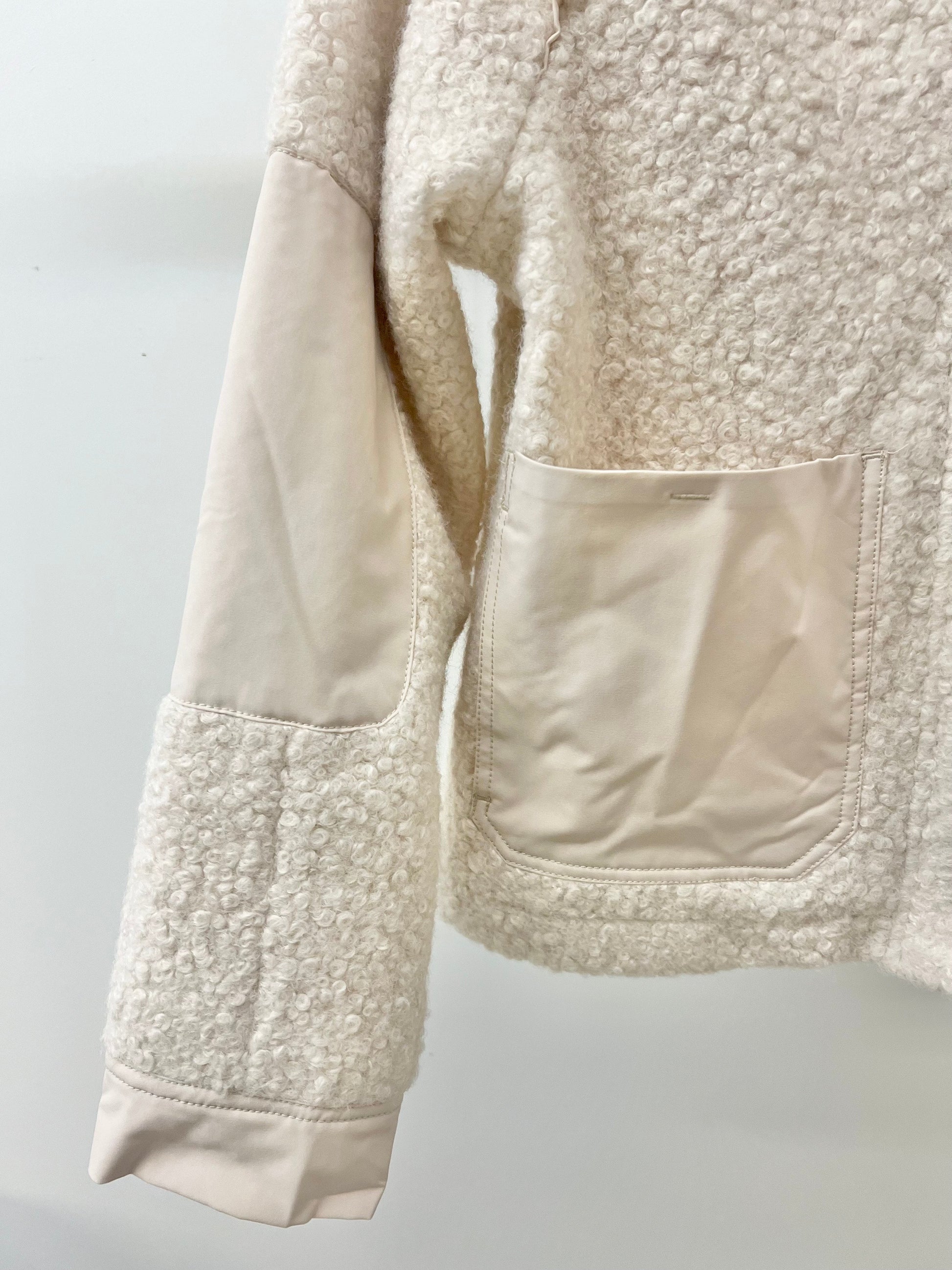  Santana Wide Collar Sherpa Jacket, Blanched Almond | Democracy