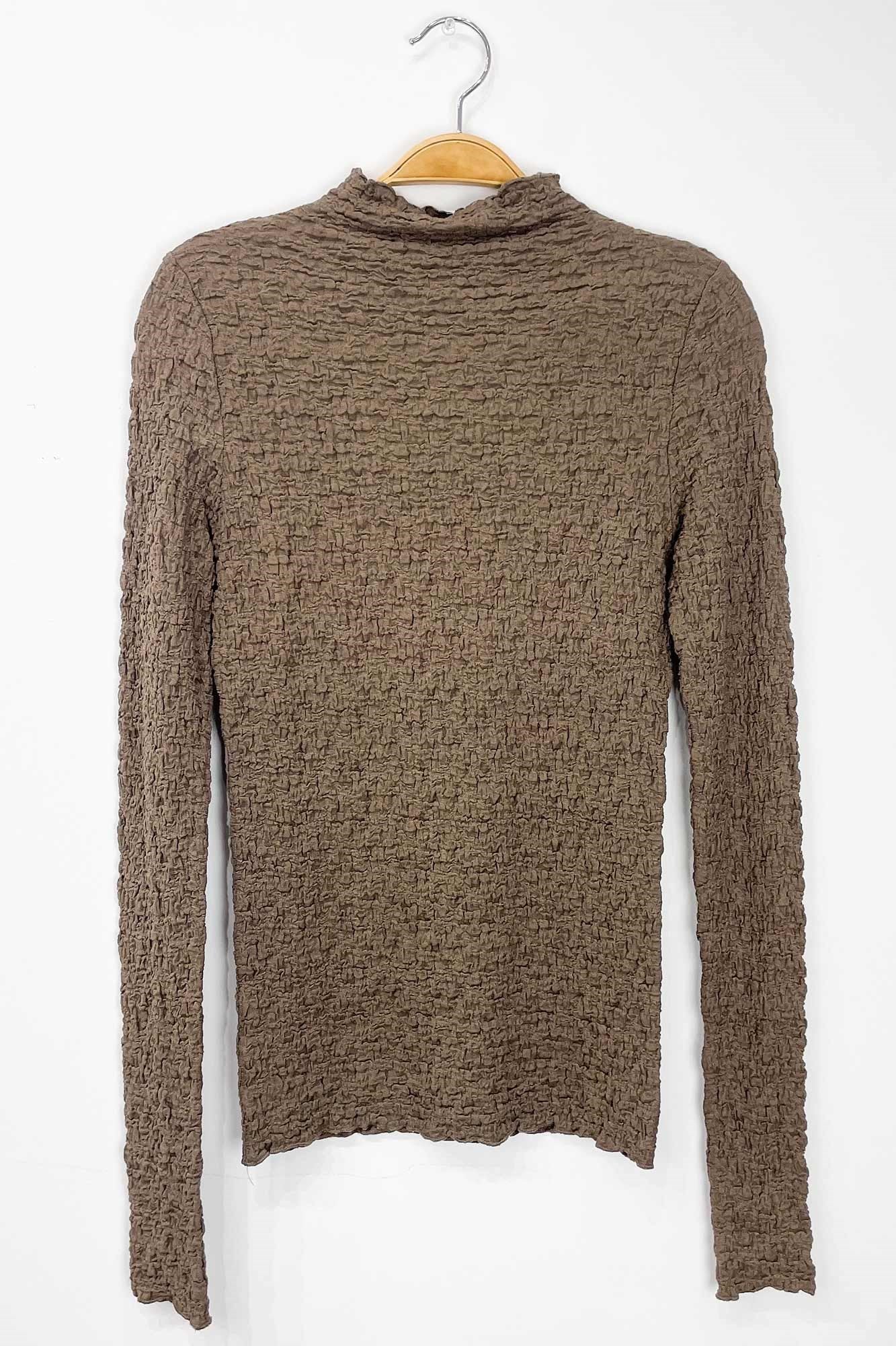  Hope Textured Crinkle Knit Top, Mushroom