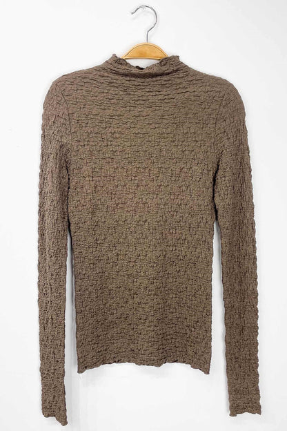  Hope Textured Crinkle Knit Top, Mushroom