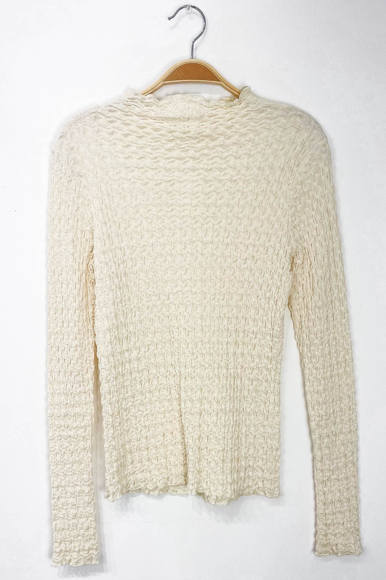  Hope Textured Crinkle Knit Top, Cream