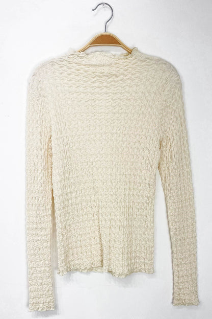  Hope Textured Crinkle Knit Top, Cream