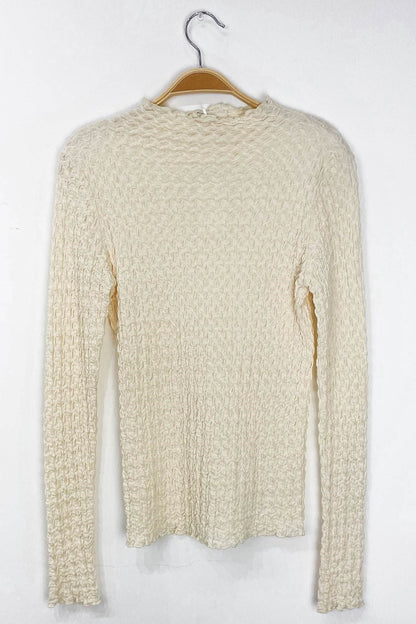  Hope Textured Crinkle Knit Top, Cream