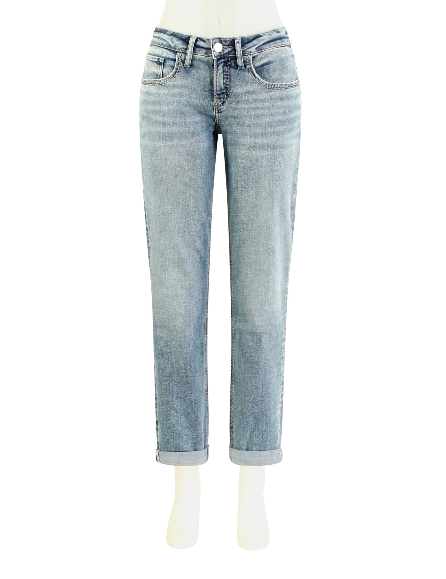  Chelsea Boyfriend Mid Rise Jeans, Indigo | Silver Jeans Co